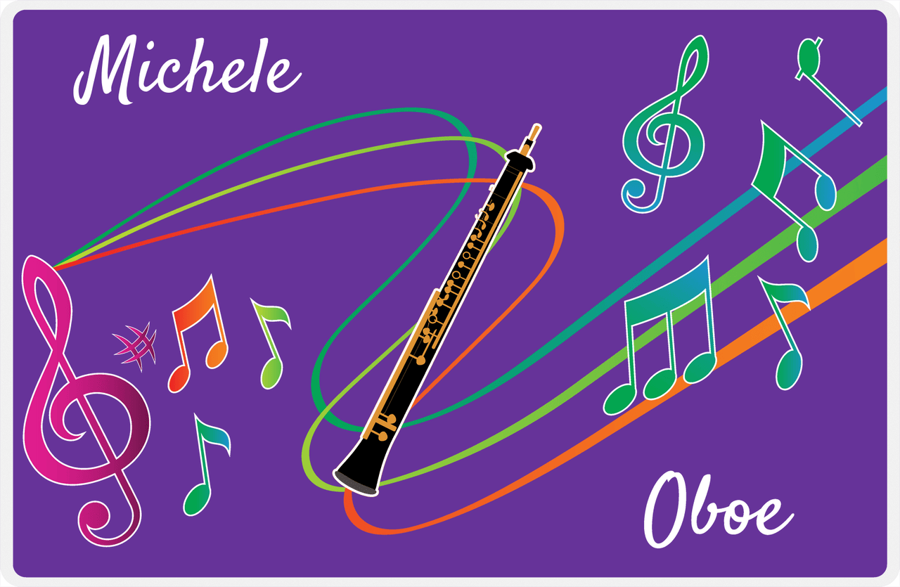Personalized School Band Placemat XVIII - Purple Background - Oboe -  View