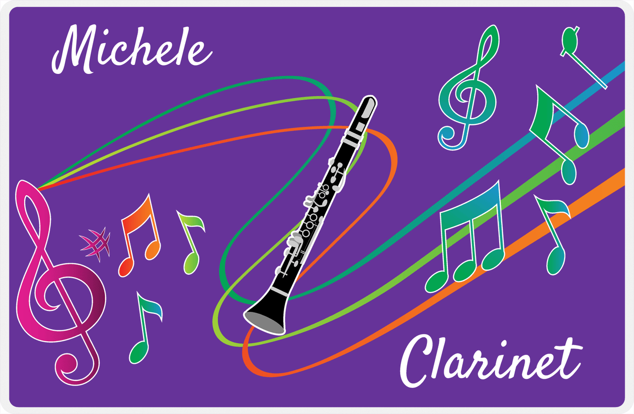 Personalized School Band Placemat XVIII - Purple Background - Clarinet -  View