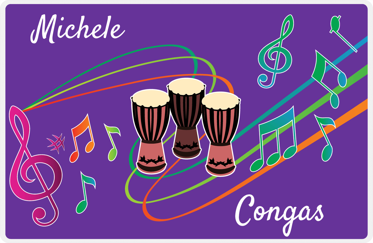 Personalized School Band Placemat XVIII - Purple Background - Congas -  View