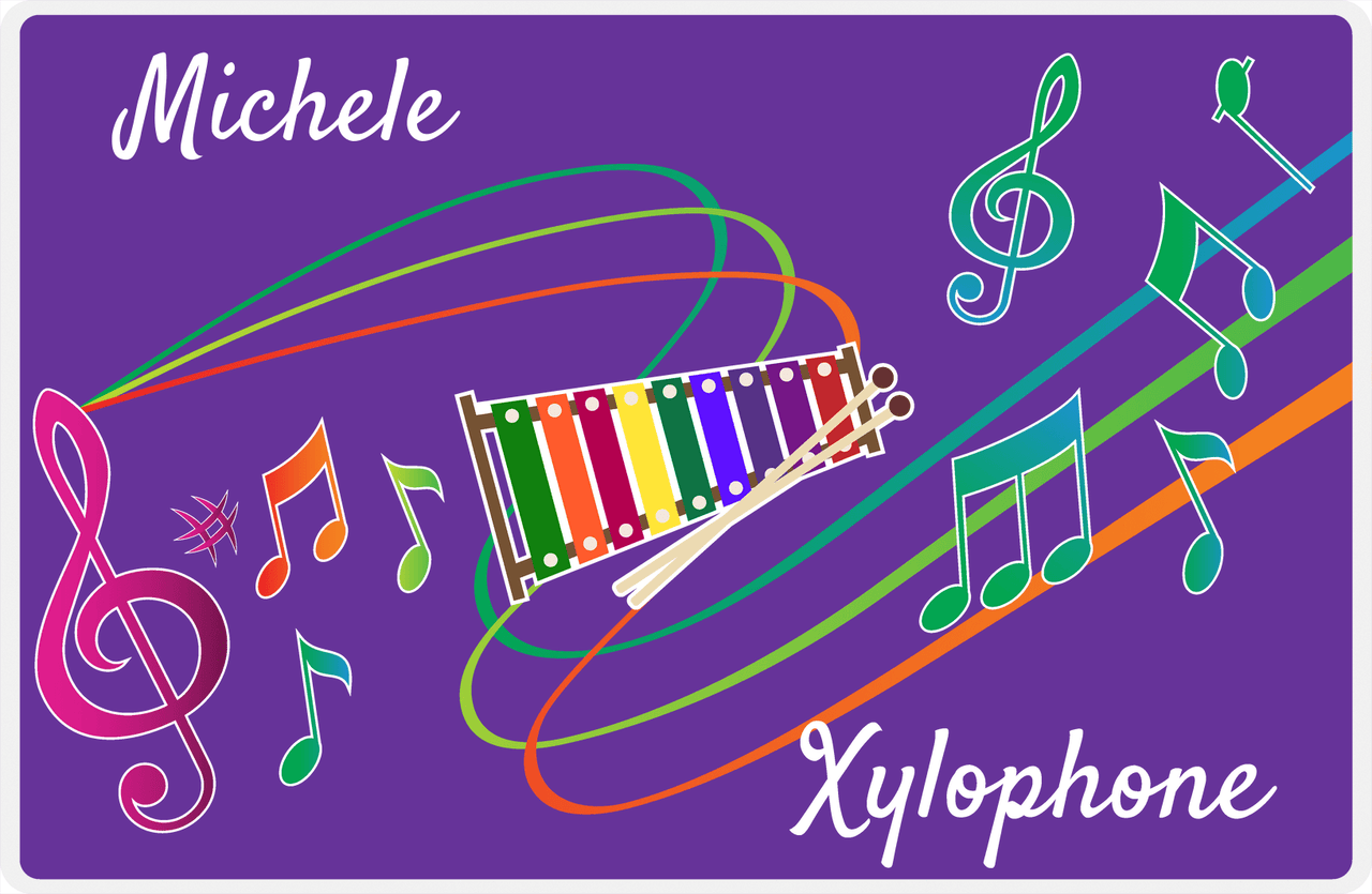 Personalized School Band Placemat XVIII - Purple Background - Xylophone -  View