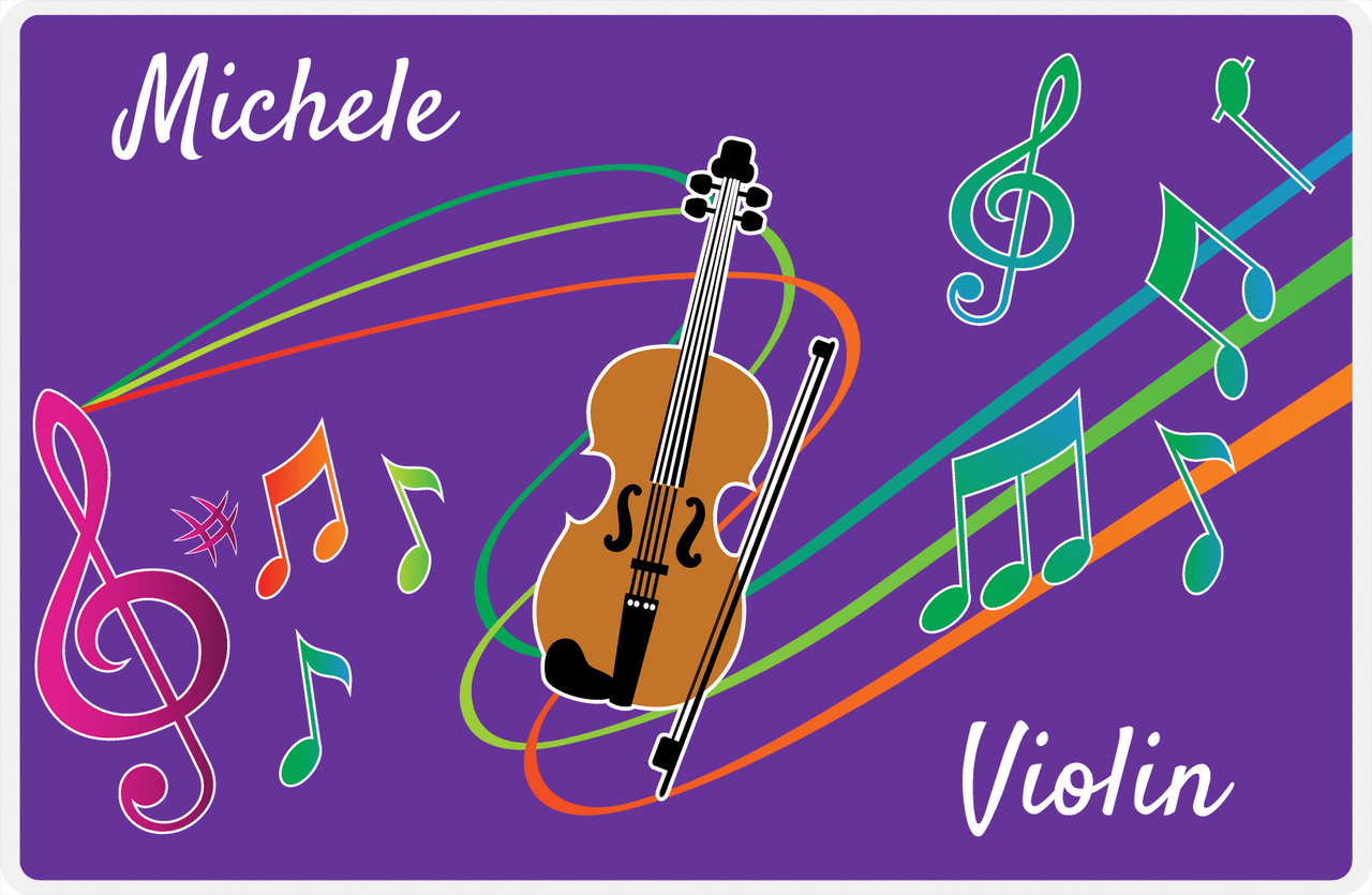 Personalized School Band Placemat XVIII - Purple Background - Violin -  View