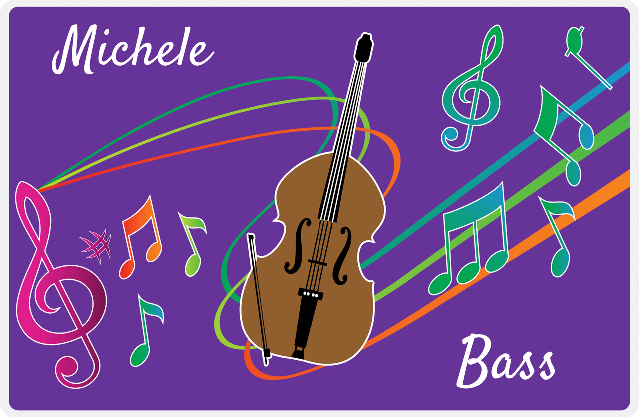 Personalized School Band Placemat XVIII - Purple Background - Bass -  View