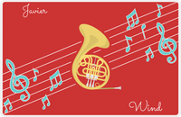 Thumbnail for Personalized School Band Placemat XIX - Red Background - French Horn -  View