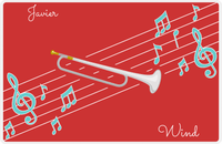 Thumbnail for Personalized School Band Placemat XIX - Red Background - Bugle -  View