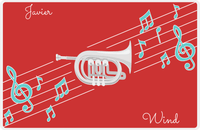 Thumbnail for Personalized School Band Placemat XIX - Red Background - Piccolo Trumpet -  View