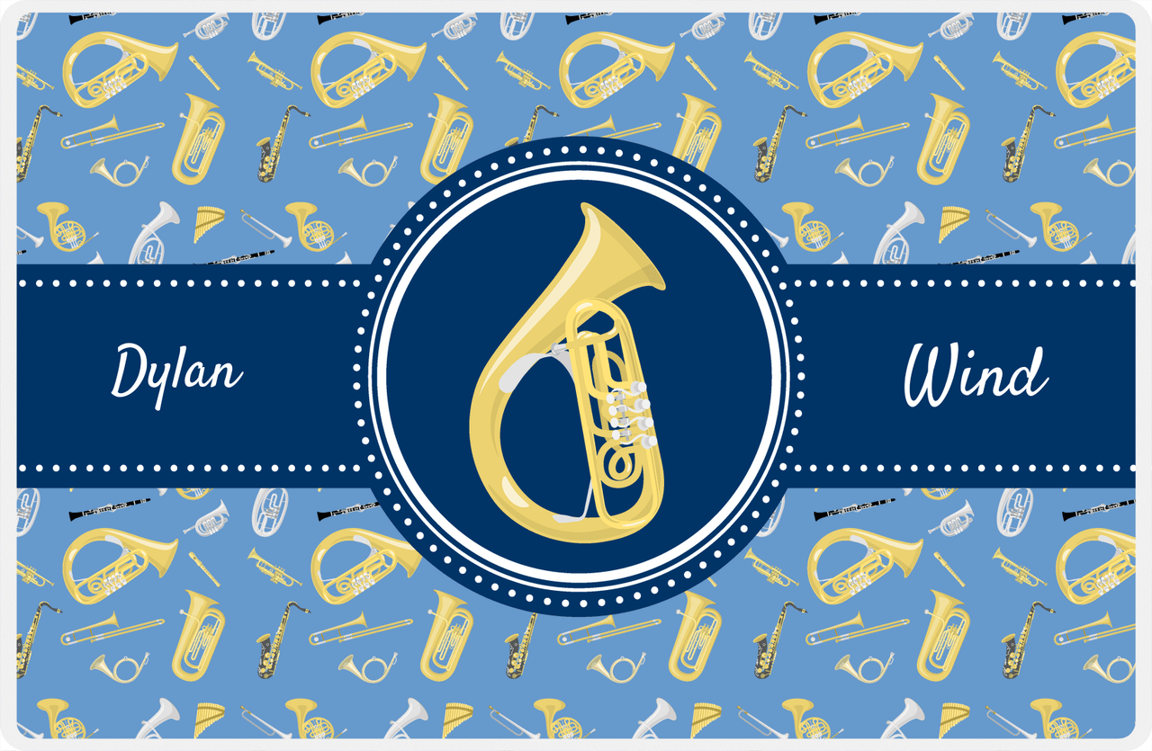 Personalized School Band Placemat XX - Blue Background - Sousaphone -  View