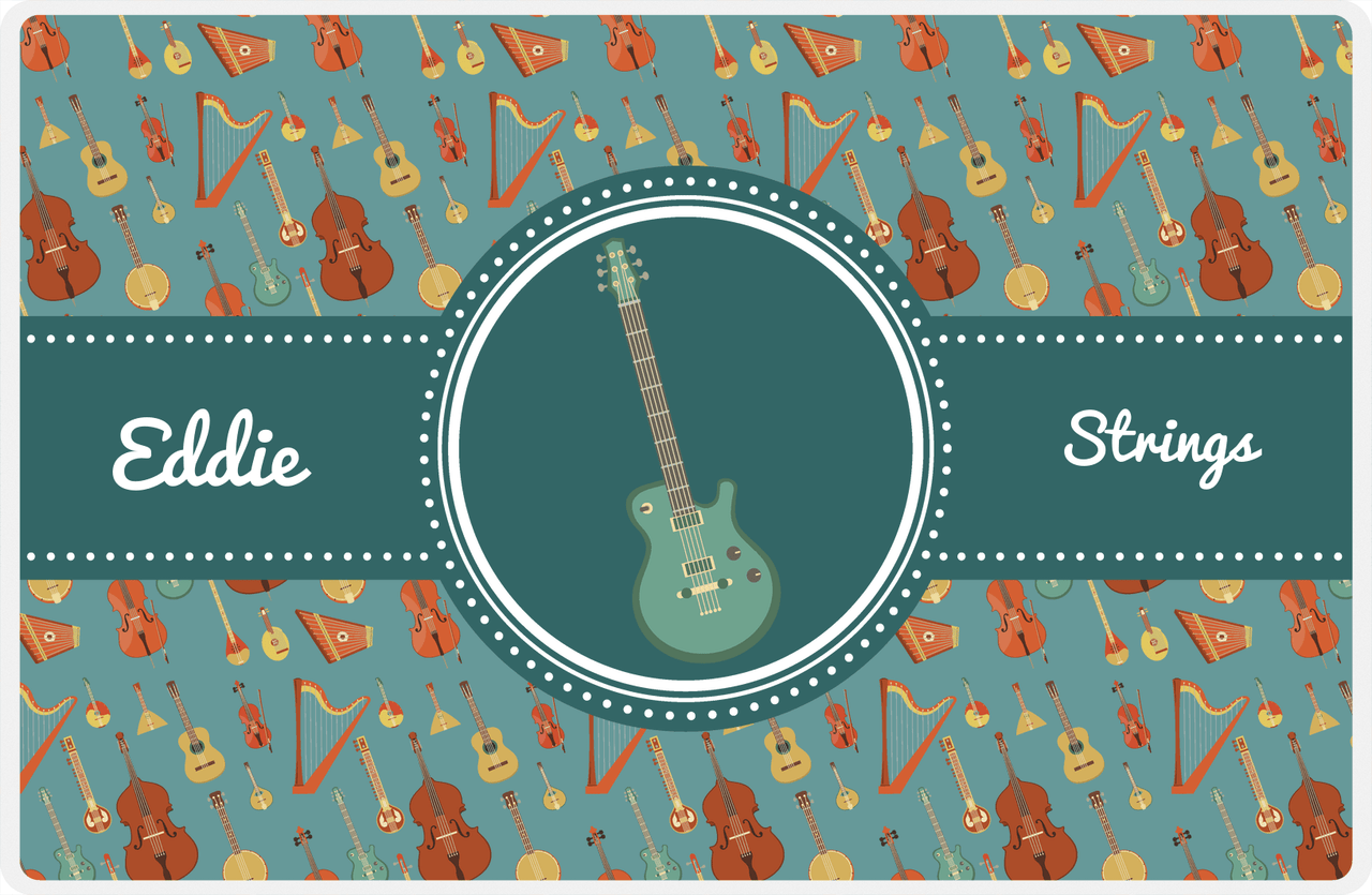 Personalized School Band Placemat XXI - Dark Teal Background - Strings VII -  View