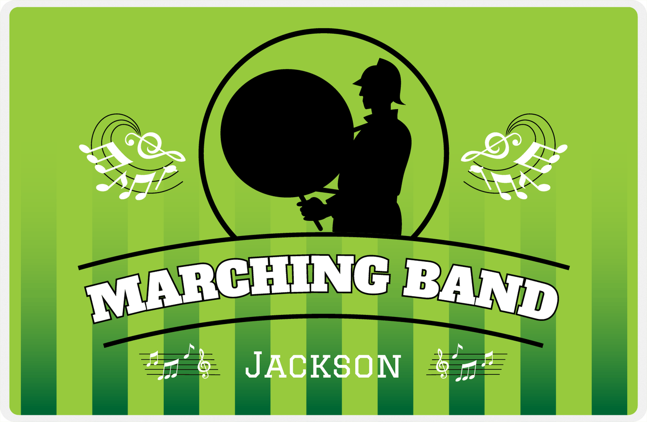 Personalized School Band Placemat XXIV - Green Background - Musician I -  View