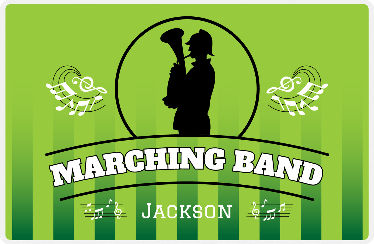 Personalized School Band Placemat XXIV - Green Background - Musician III -  View