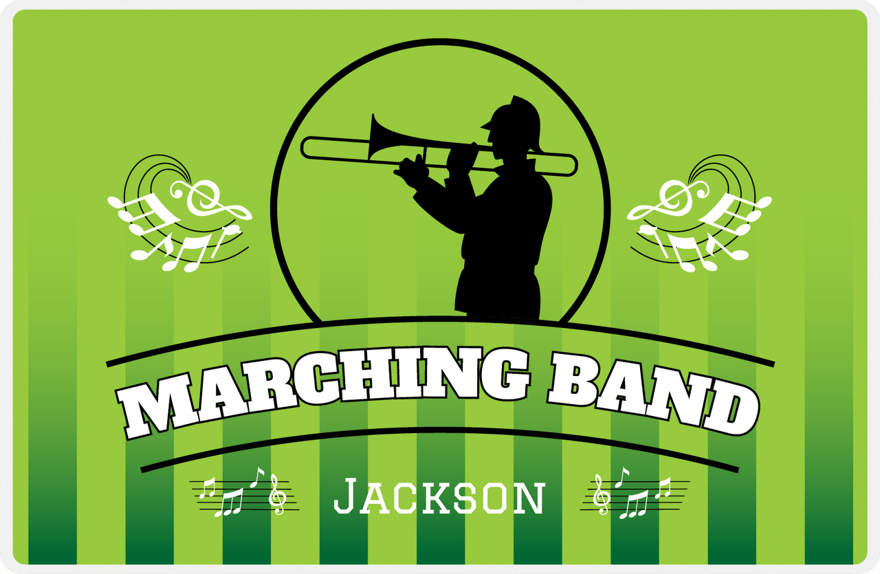 Personalized School Band Placemat XXIV - Green Background - Musician V -  View