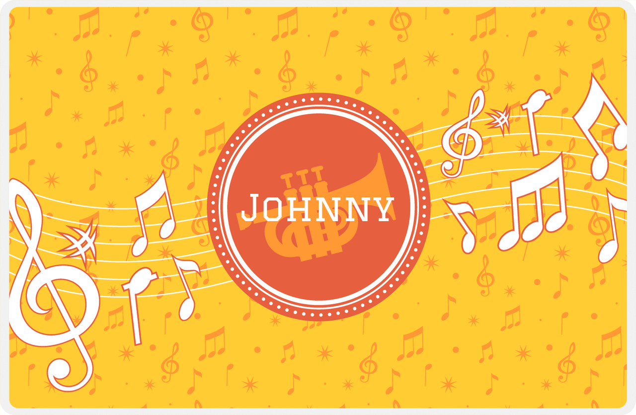 Personalized School Band Placemat XXIII - Yellow Background - Piccolo Trumpet -  View
