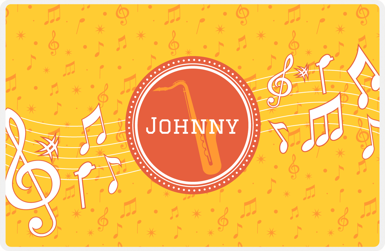 Personalized School Band Placemat XXIII - Yellow Background - Saxophone -  View