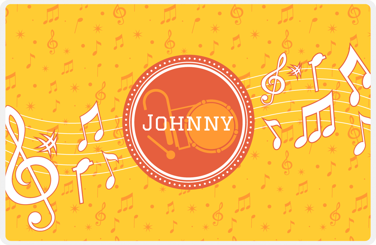 Personalized School Band Placemat XXIII - Yellow Background - Marching Drum -  View