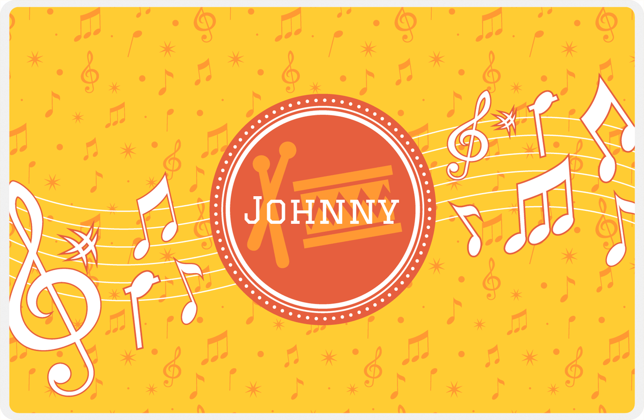 Personalized School Band Placemat XXIII - Yellow Background - Drum -  View