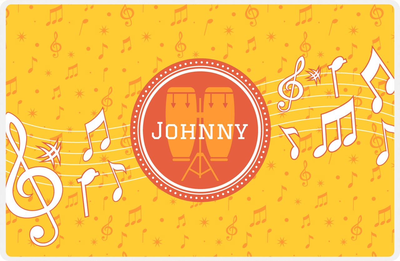 Personalized School Band Placemat XXIII - Yellow Background - Congas -  View