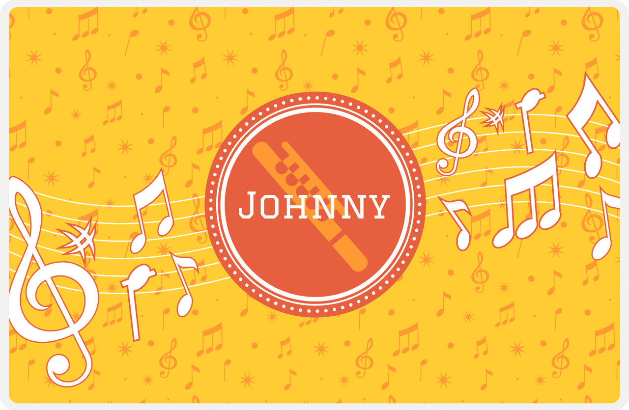Personalized School Band Placemat XXIII - Yellow Background - Flute -  View