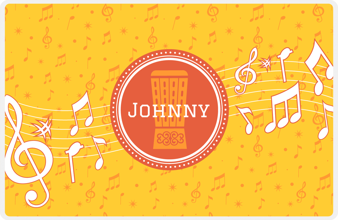 Personalized School Band Placemat XXIII - Yellow Background - Tall Drum -  View
