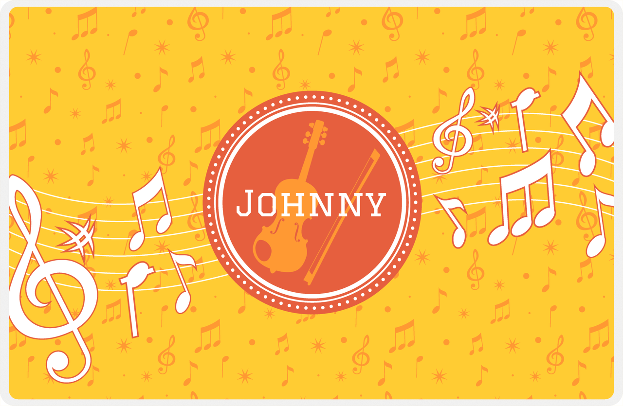Personalized School Band Placemat XXIII - Yellow Background - Violin -  View