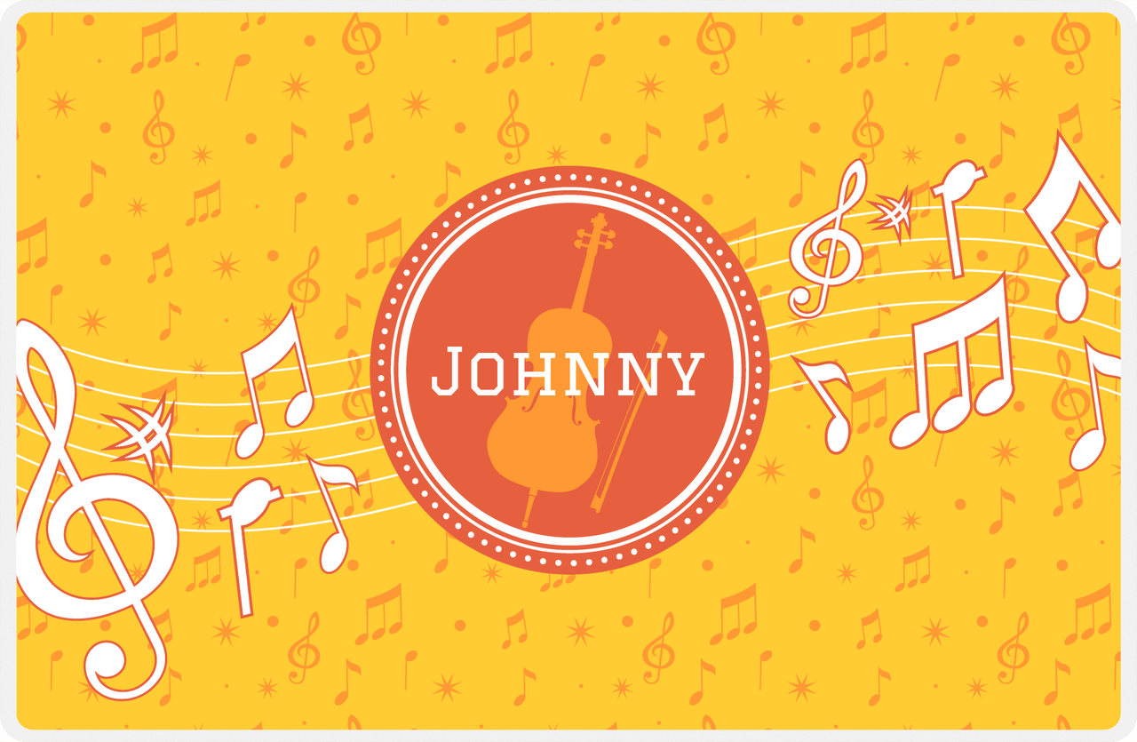 Personalized School Band Placemat XXIII - Yellow Background - Cello -  View