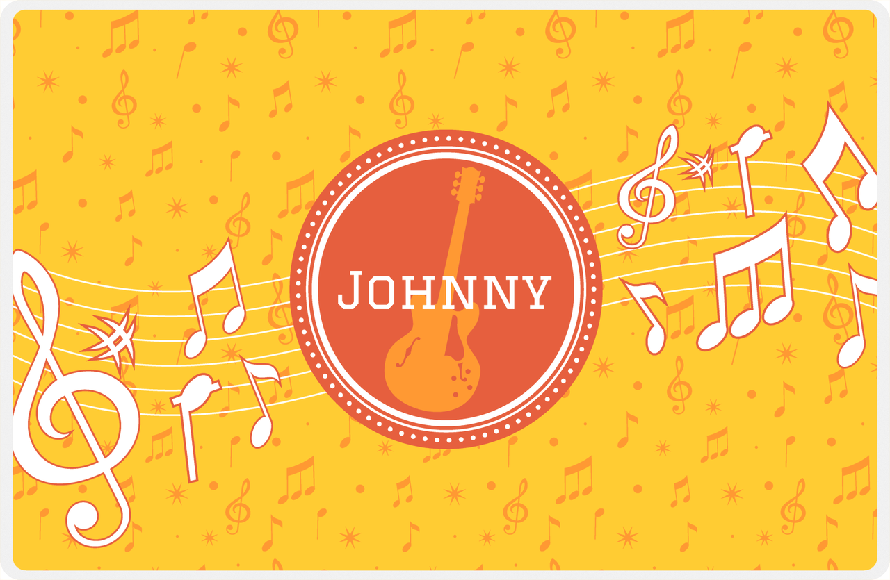 Personalized School Band Placemat XXIII - Yellow Background - Electric Guitar -  View