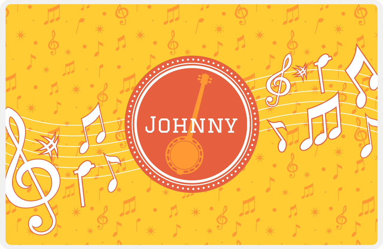 Personalized School Band Placemat XXIII - Yellow Background - Banjo -  View