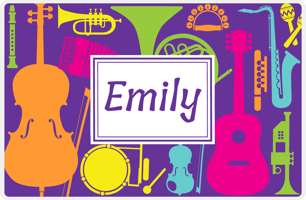 Personalized School Band Placemat XXV - Purple Background - Rectangle Nameplate -  View