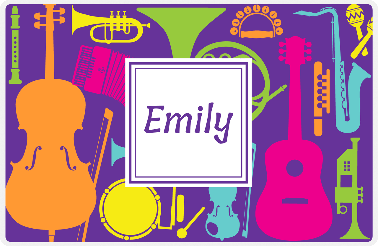 Personalized School Band Placemat XXV - Purple Background - Square Nameplate -  View