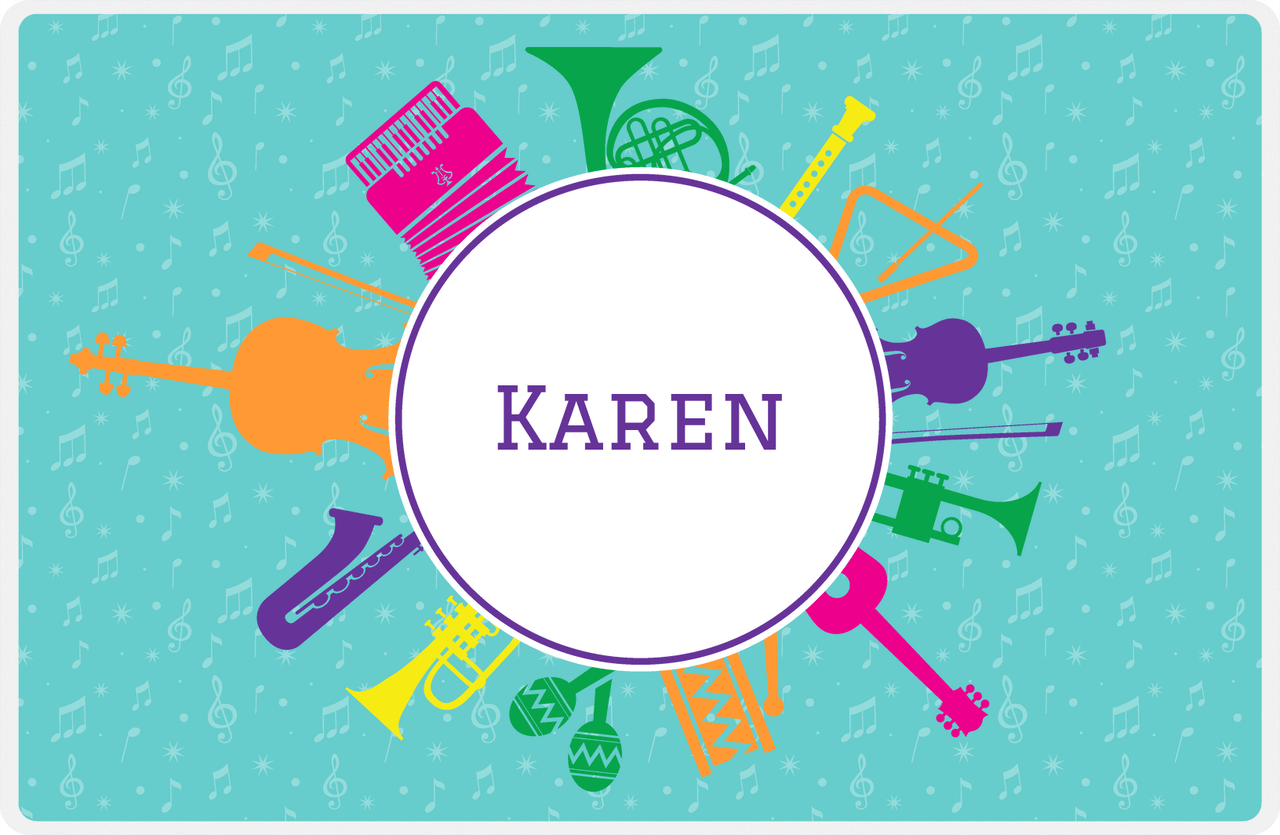 Personalized School Band Placemat XXVII - Teal Background -  View