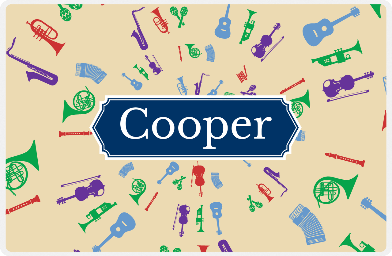 Personalized School Band Placemat XXVIII - Tan Background - Decorative Rectangle Nameplate -  View