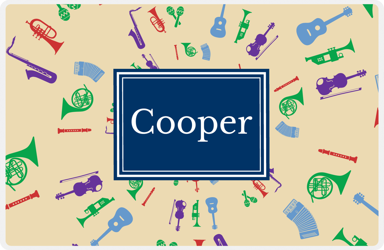 Personalized School Band Placemat XXVIII - Tan Background - Rectangle Nameplate -  View