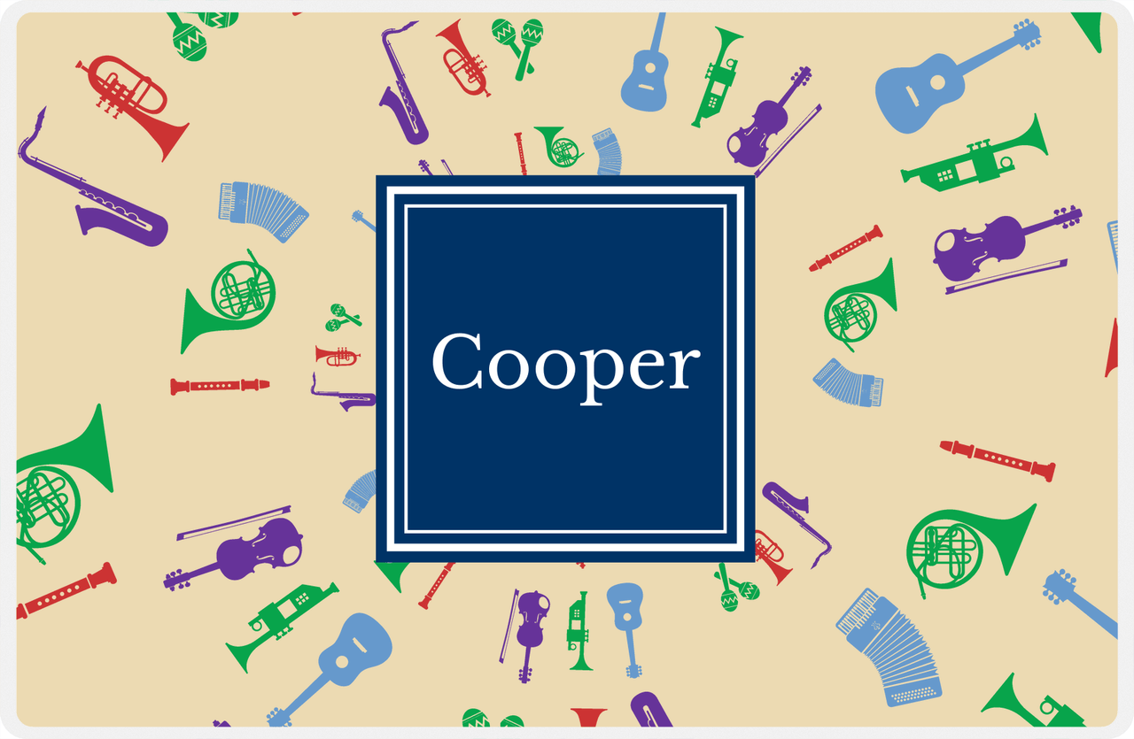 Personalized School Band Placemat XXVIII - Tan Background - Square Nameplate -  View
