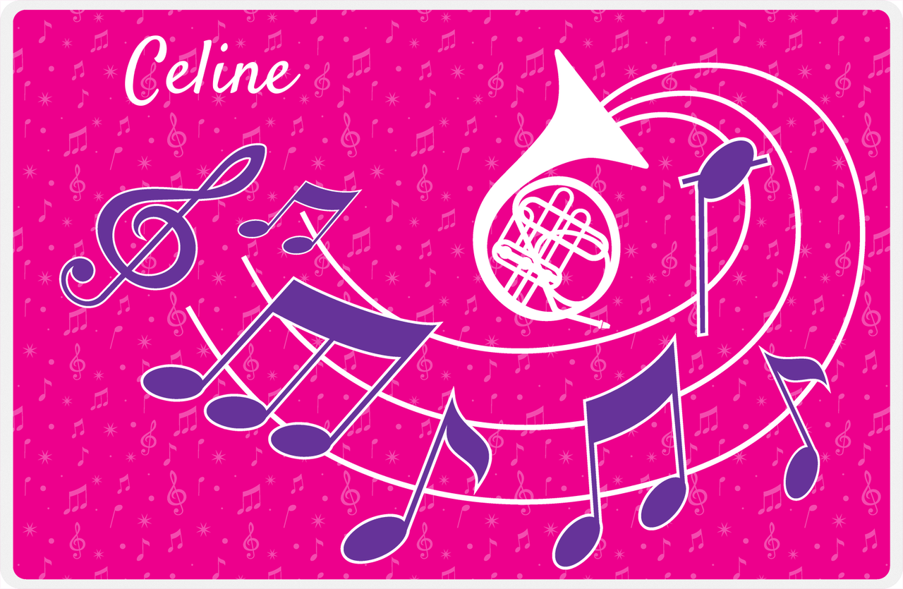 Personalized School Band Placemat XXXI - Pink Background - French Horn -  View
