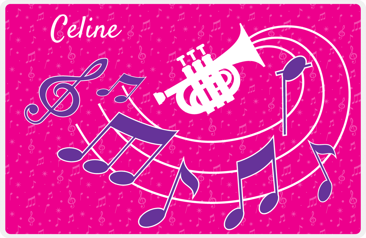 Personalized School Band Placemat XXXI - Pink Background - Piccolo Trumpet -  View