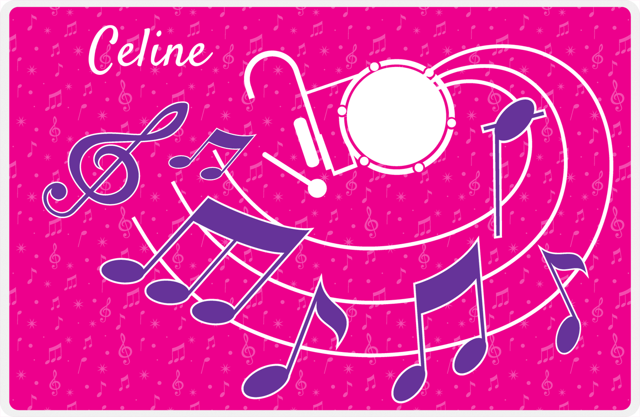 Personalized School Band Placemat XXXI - Pink Background - Marching Drum -  View