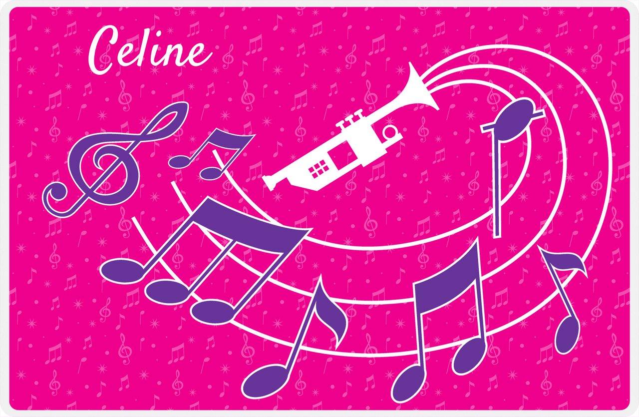 Personalized School Band Placemat XXXI - Pink Background - Trumpet -  View