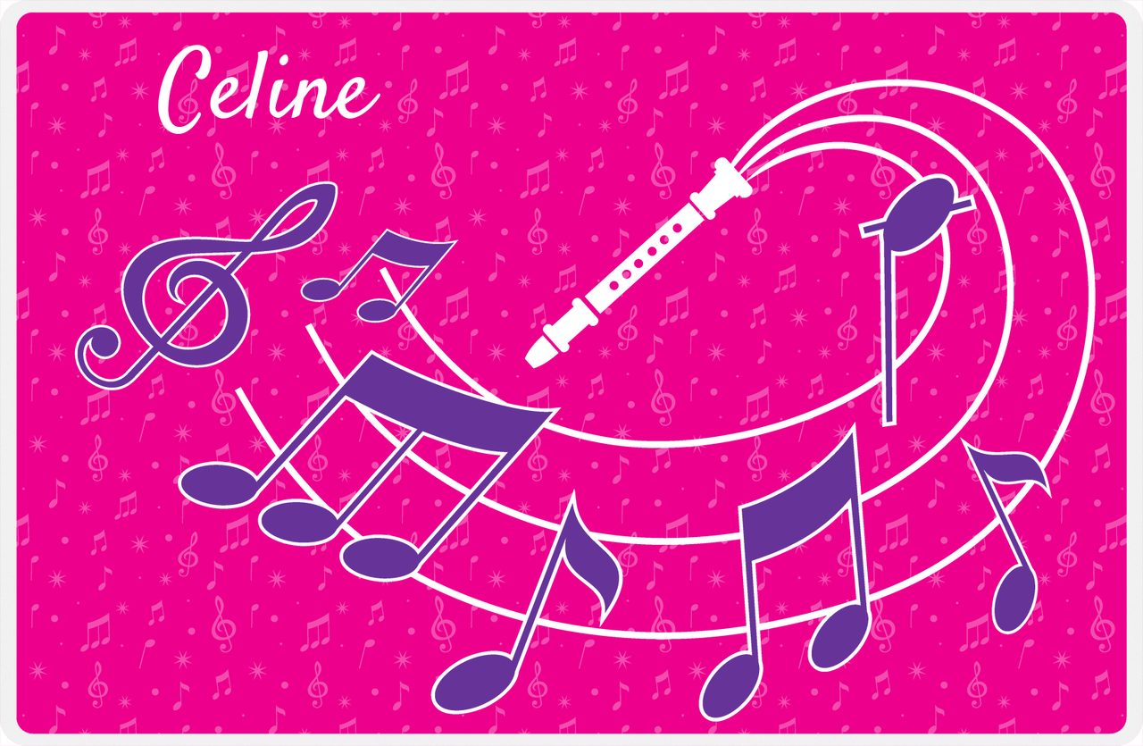 Personalized School Band Placemat XXXI - Pink Background - Recorder -  View