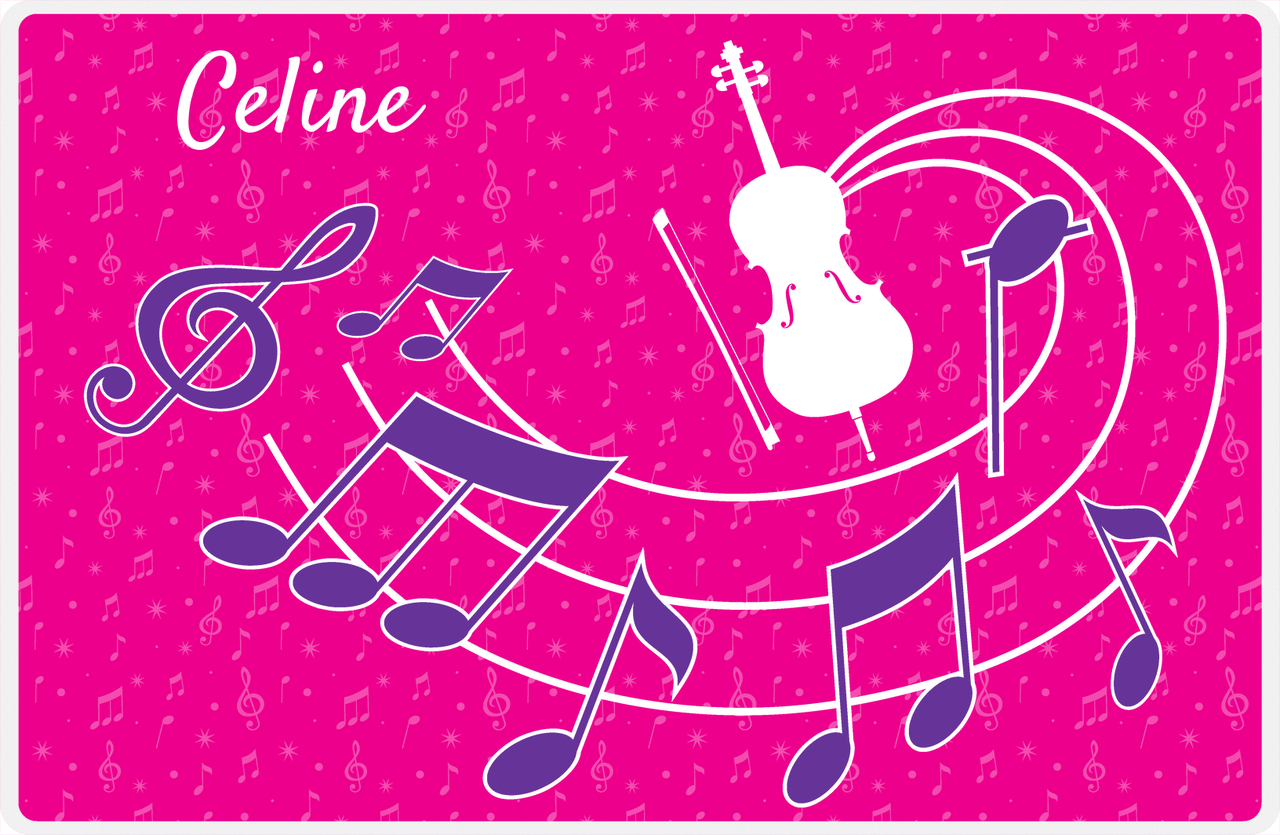 Personalized School Band Placemat XXXI - Pink Background - Cello -  View