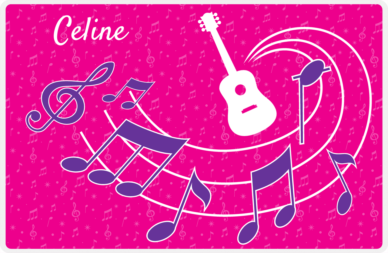 Personalized School Band Placemat XXXI - Pink Background - Acoustic Guitar -  View