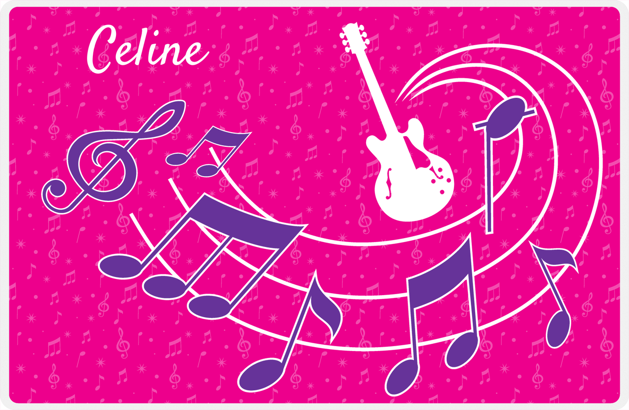 Personalized School Band Placemat XXXI - Pink Background - Electric Guitar -  View