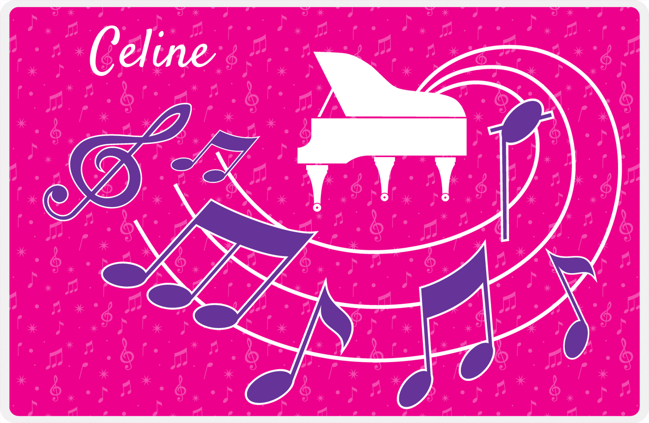 Personalized School Band Placemat XXXI - Pink Background - Piano -  View