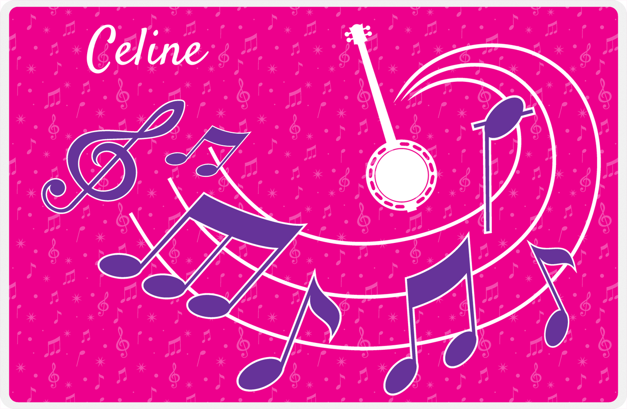 Personalized School Band Placemat XXXI - Pink Background - Banjo -  View