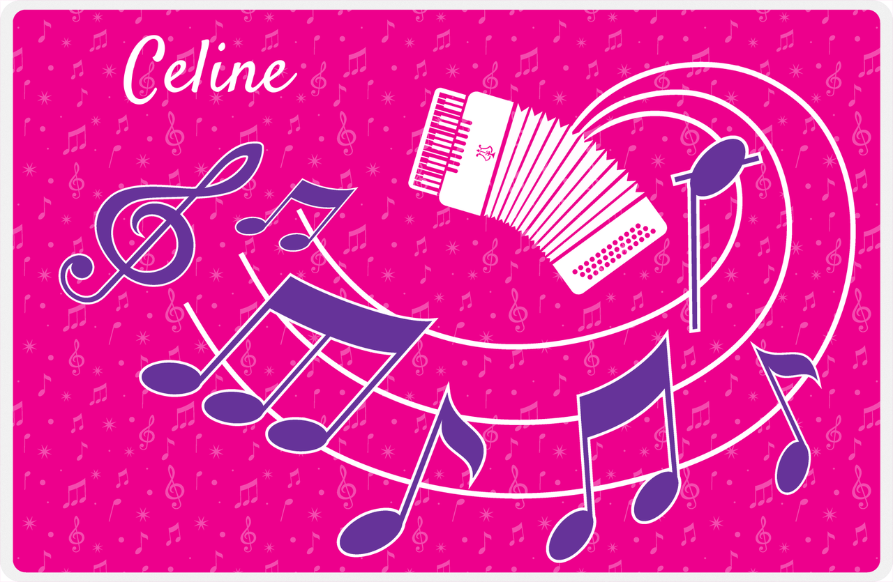 Personalized School Band Placemat XXXI - Pink Background - Accordion -  View