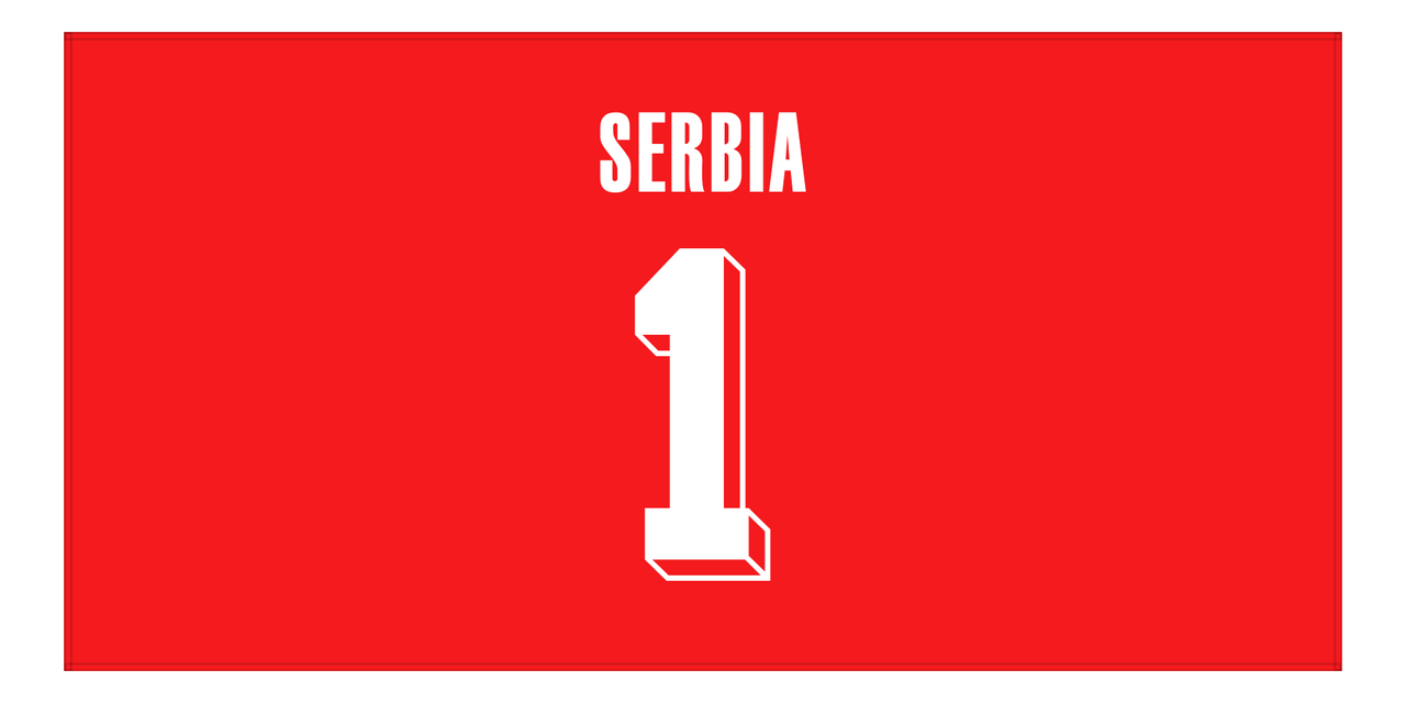 Personalized Serbia Jersey Number Beach Towel - Red - Front View
