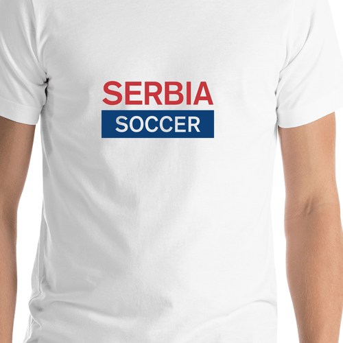 Serbia Soccer T-Shirt - White - Shirt Close-Up View