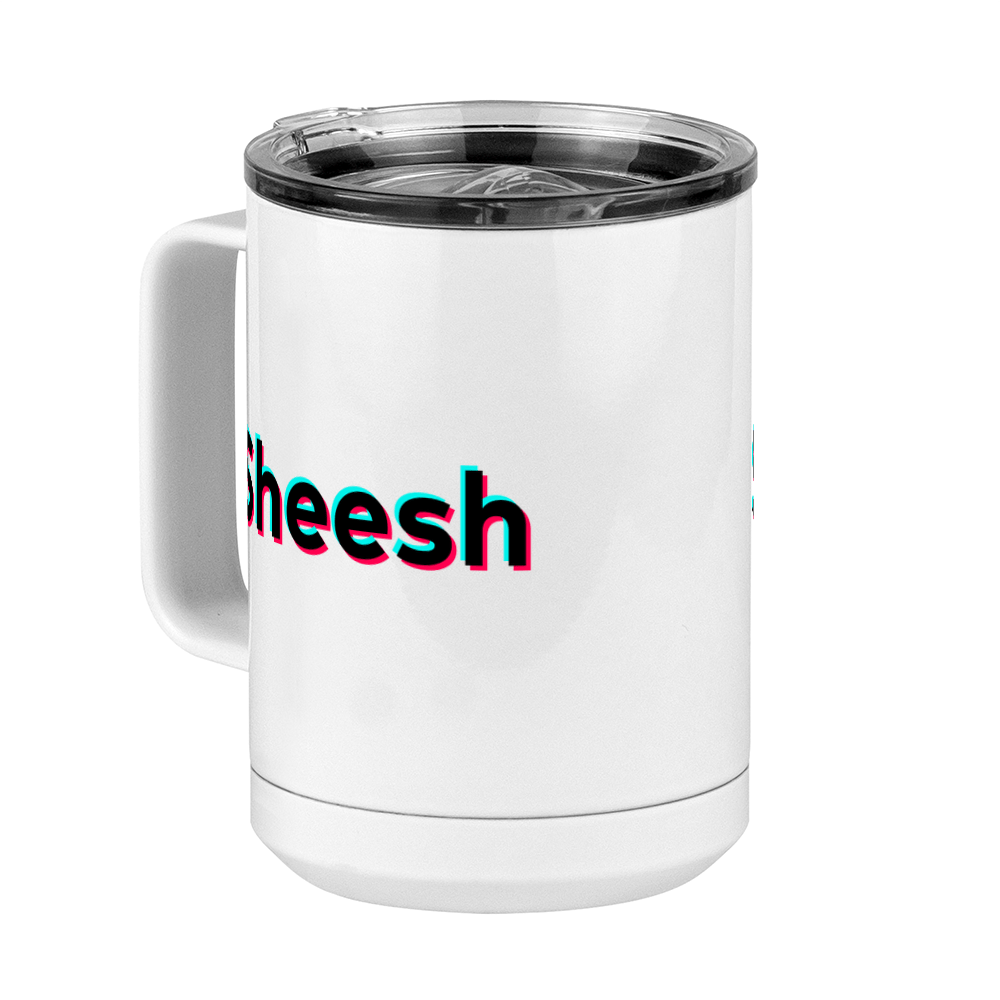 Sheesh Coffee Mug Tumbler with Handle (15 oz) - TikTok Trends - Front Left View