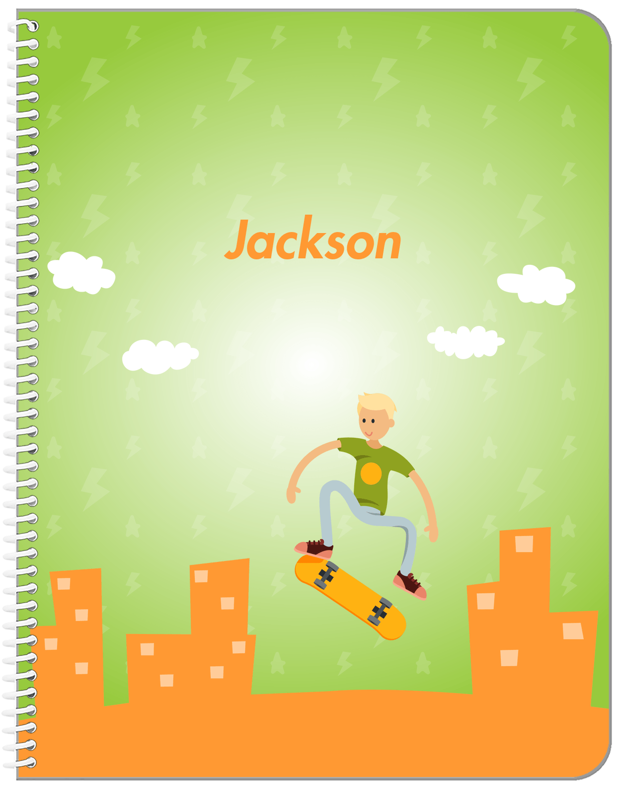 Personalized Skateboarding Notebook II - Blond Boy - Front View
