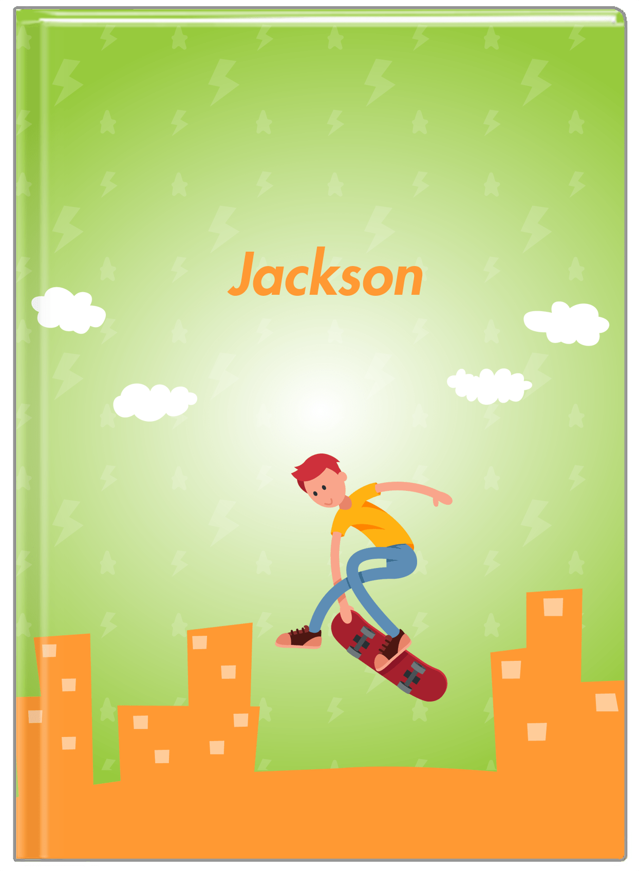 Personalized Skateboarding Journal II - Redhead Boy - Front View