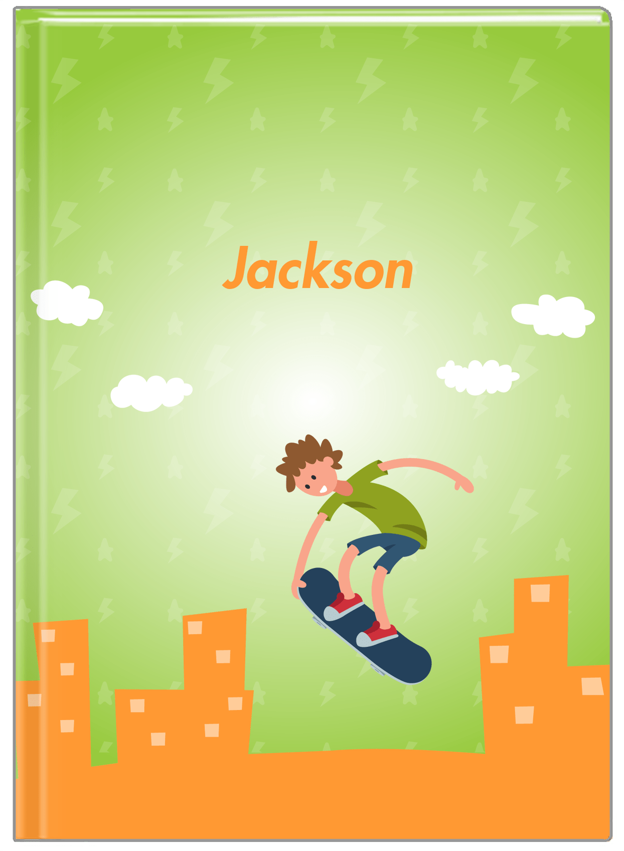 Personalized Skateboarding Journal II - Brown Hair Boy - Front View