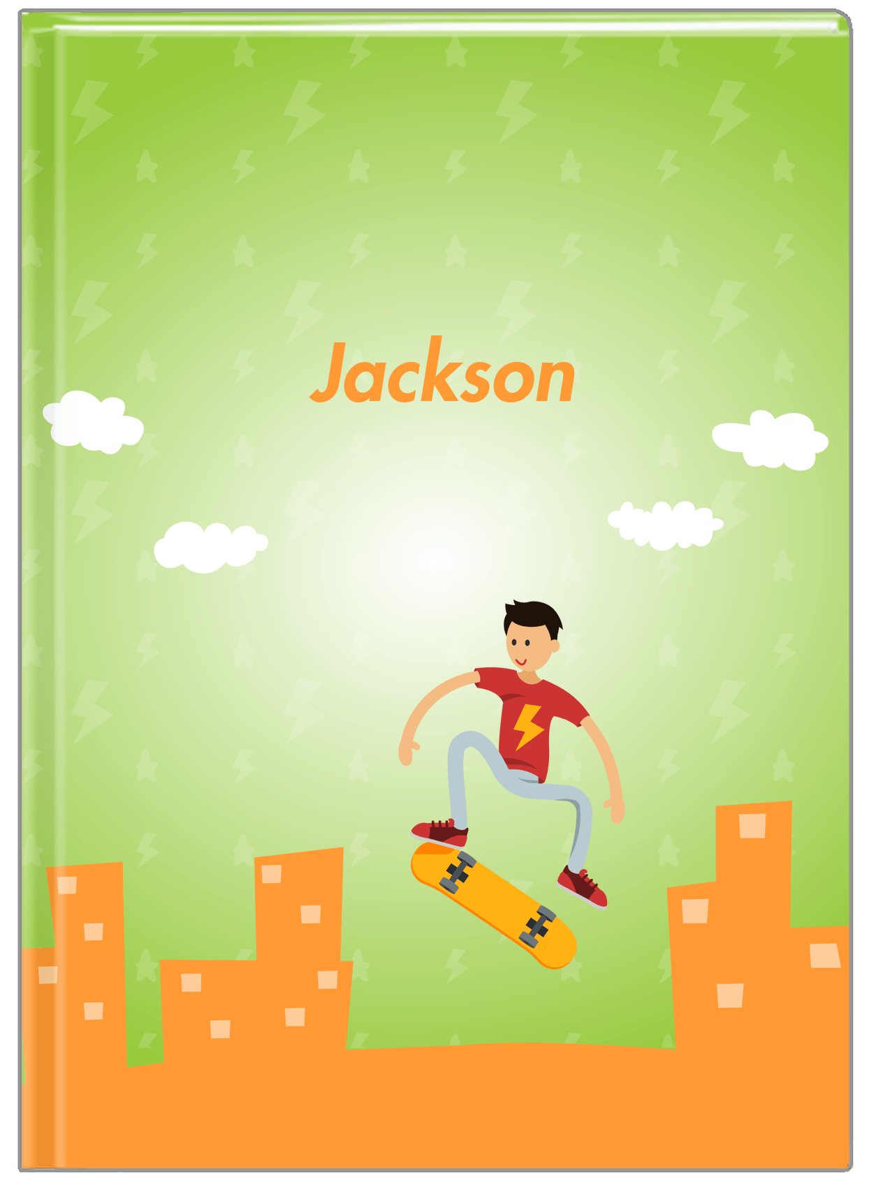 Personalized Skateboarding Journal II - Black Hair Boy - Front View