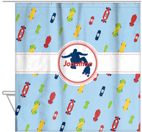 Thumbnail for Personalized Skateboarding Shower Curtain III - Skater Silhouette II - Hanging View